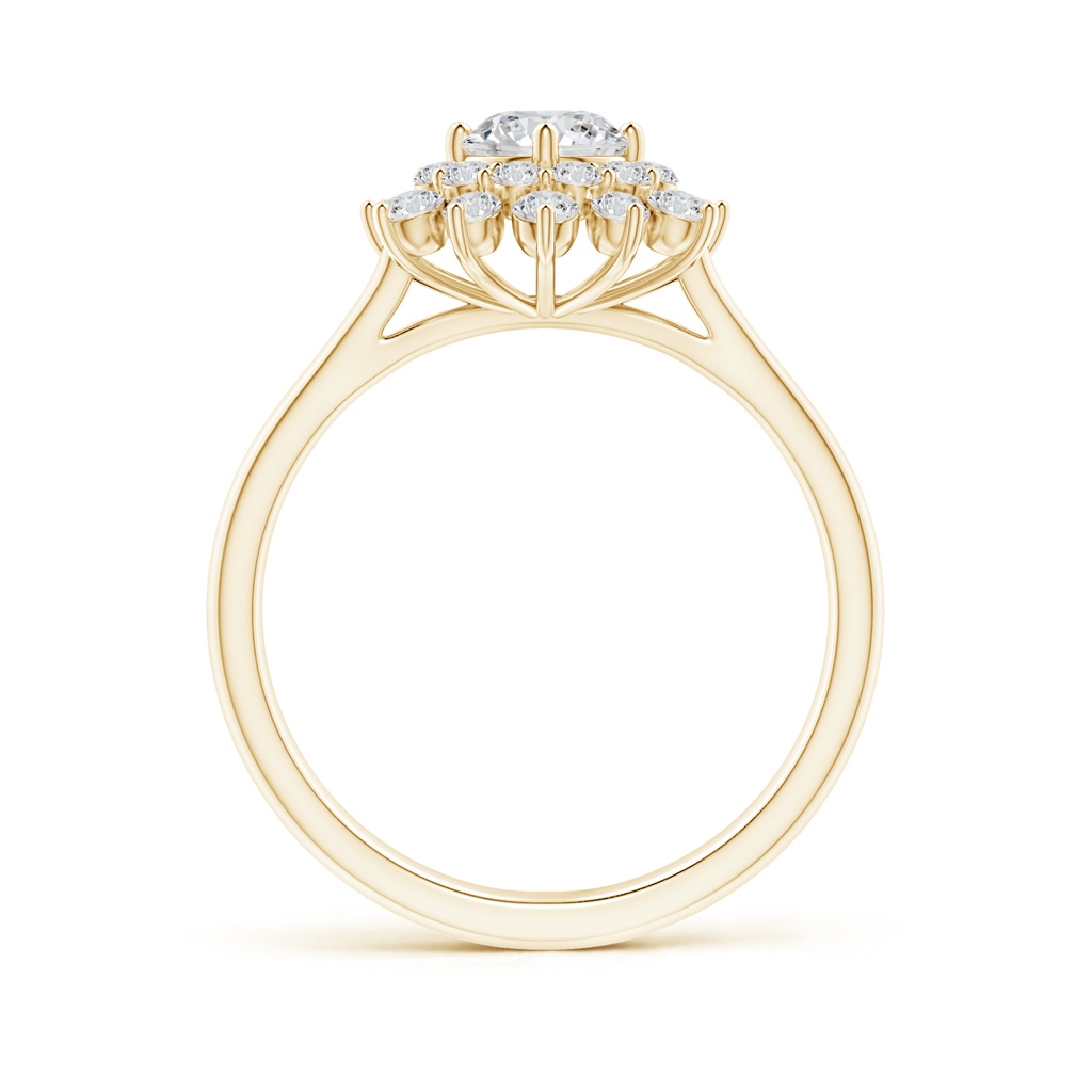 5.1mm HSI2 Classic Double Floral Halo Diamond Ring in Yellow Gold Side-1