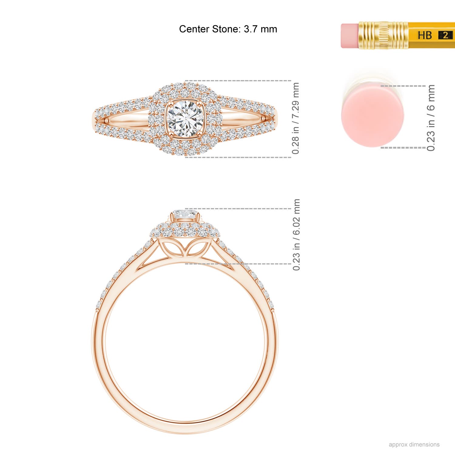 H, SI2 / 0.5 CT / 14 KT Rose Gold