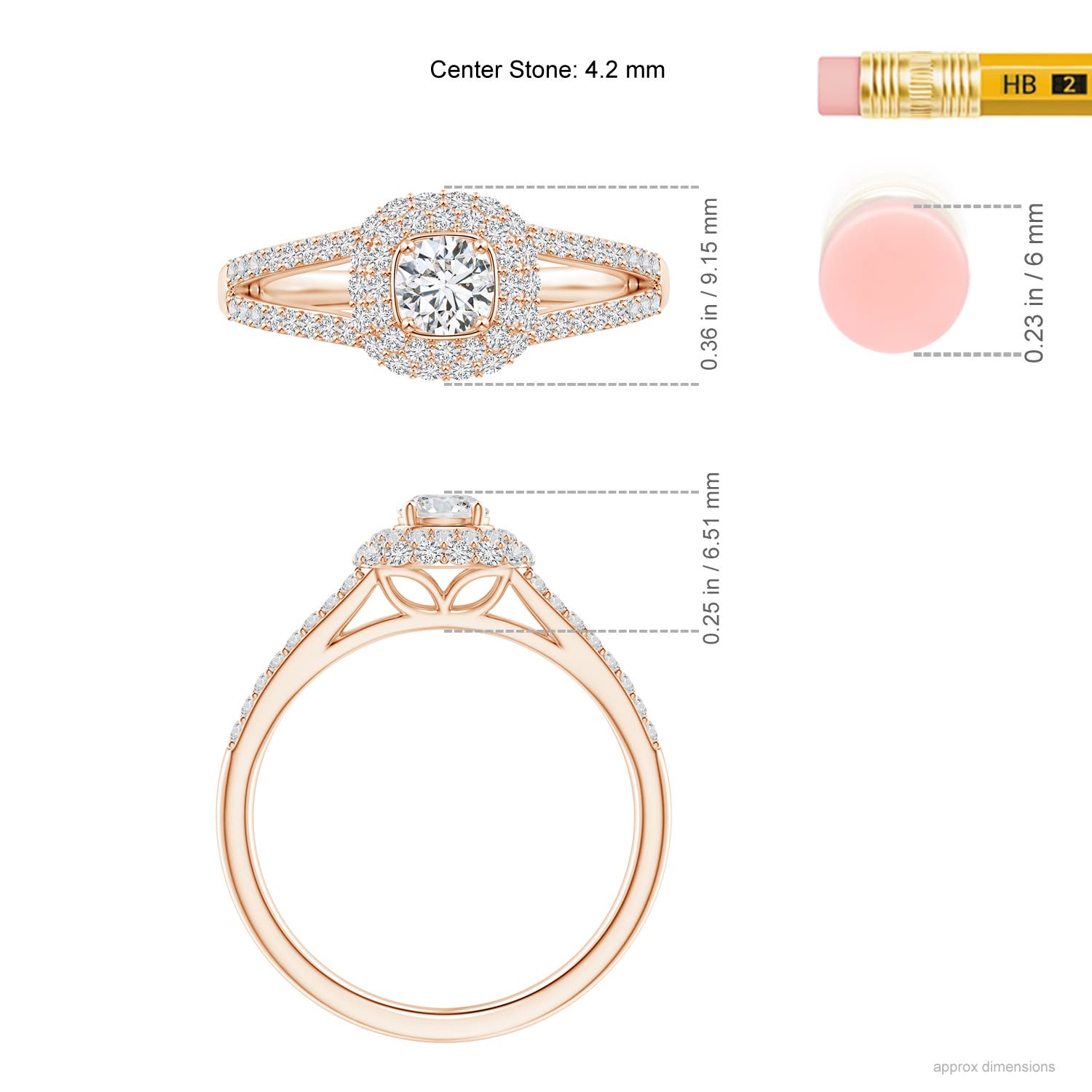 H, SI2 / 0.77 CT / 14 KT Rose Gold