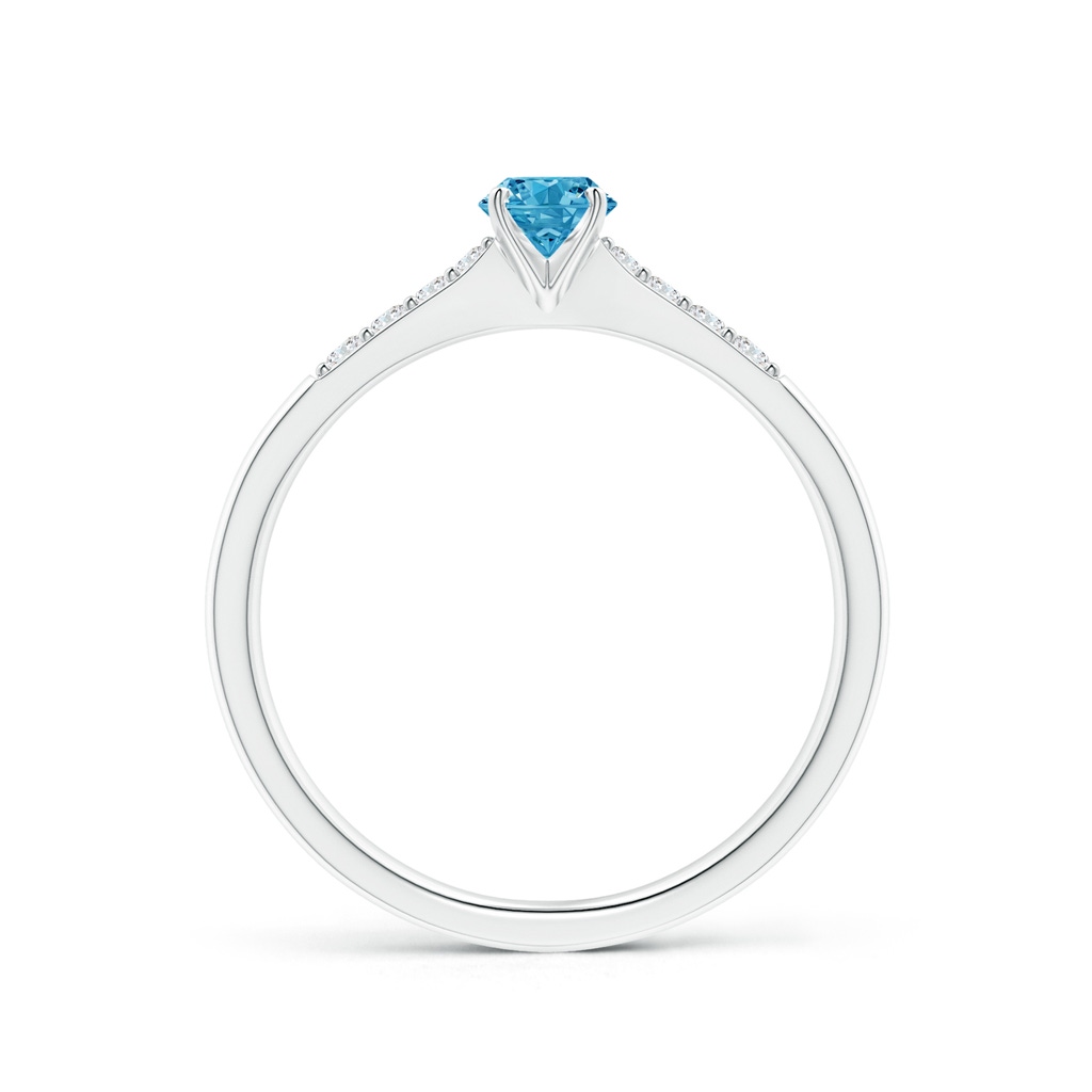 4.1mm AAAA Solitaire Fancy Intense Blue Diamond Tapered Shank Engagement Ring with Accents in P950 Platinum - side 199