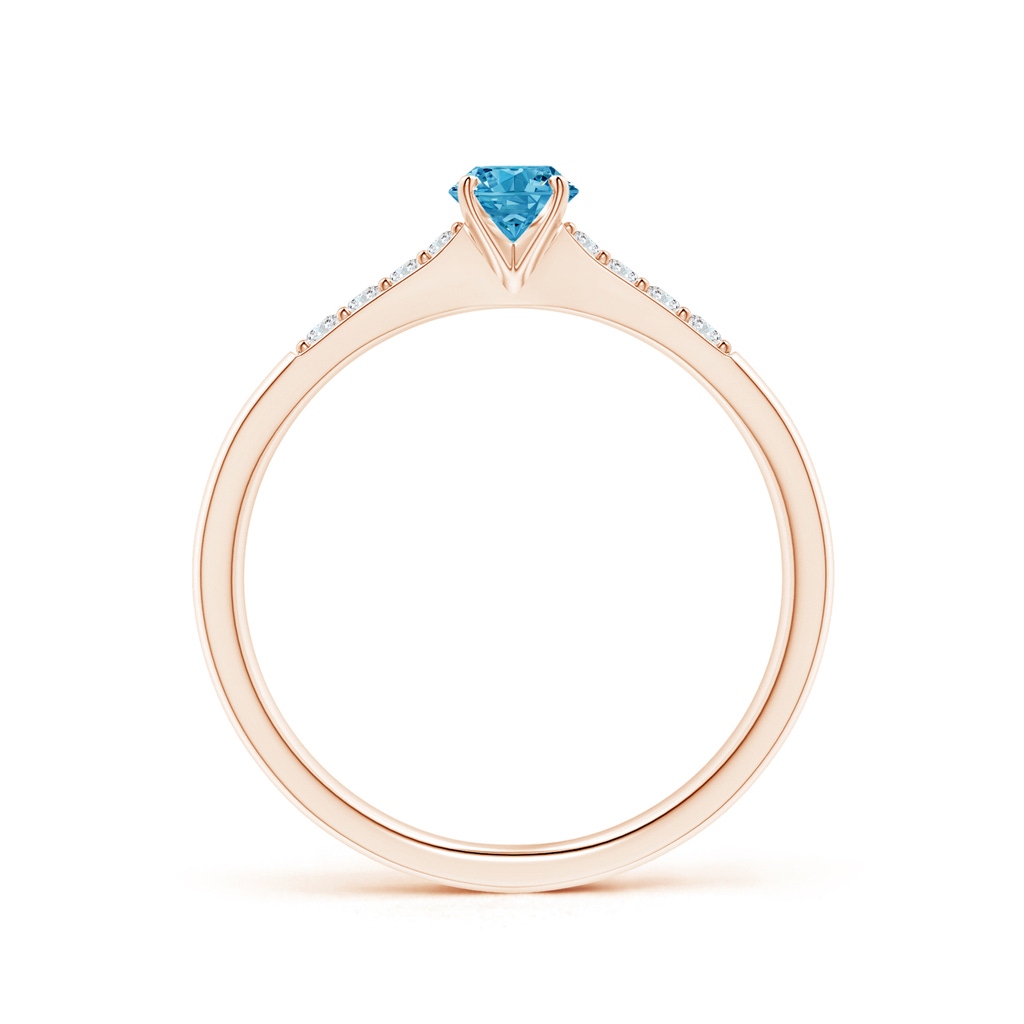 4.1mm AAAA Solitaire Fancy Intense Blue Diamond Tapered Shank Engagement Ring with Accents in Rose Gold - side 199