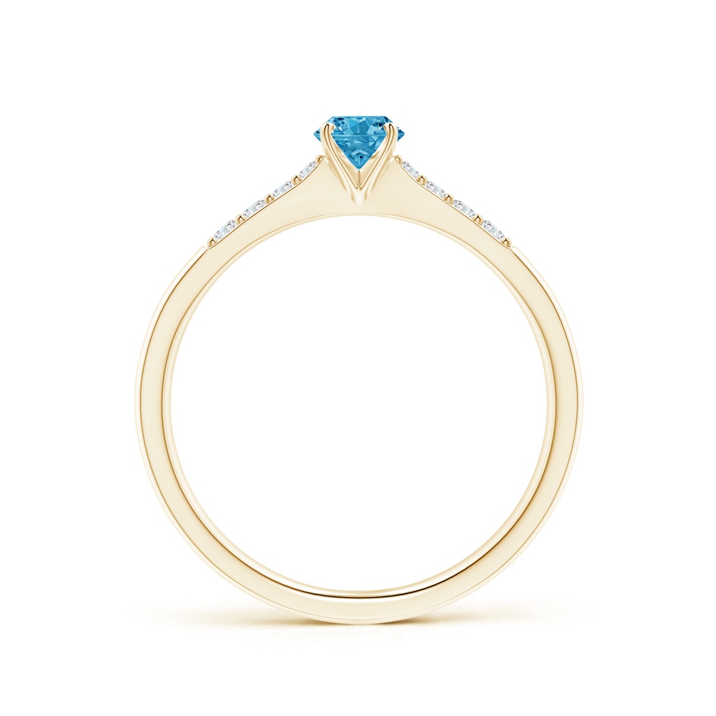4.1mm AAAA Solitaire Fancy Intense Blue Diamond Tapered Shank Engagement Ring with Accents in Yellow Gold - side 199
