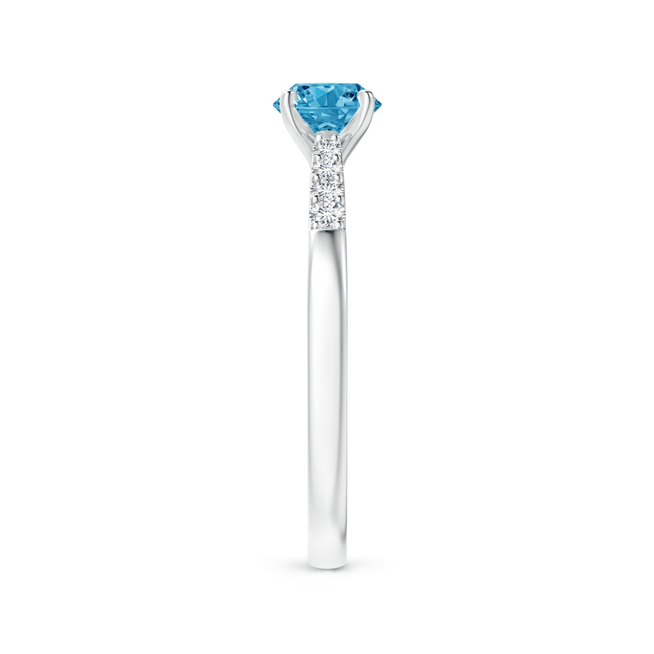 5.6mm AAAA Solitaire Fancy Intense Blue Diamond Tapered Shank Engagement Ring with Accents in P950 Platinum side 299
