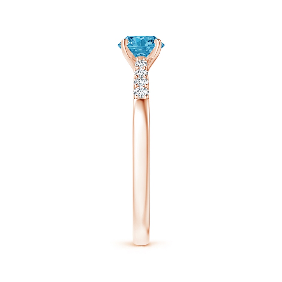 5.6mm AAAA Solitaire Fancy Intense Blue Diamond Tapered Shank Engagement Ring with Accents in Rose Gold side 299