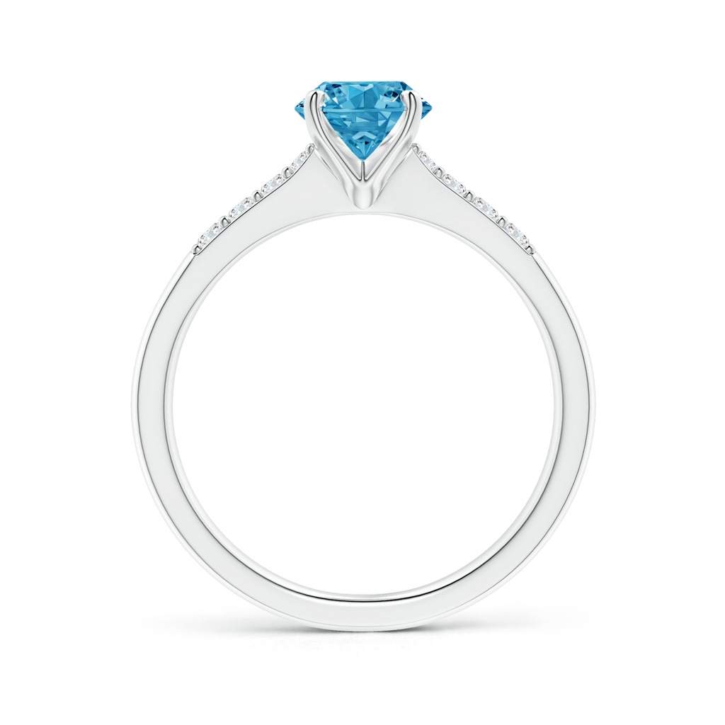 5.6mm AAAA Solitaire Fancy Intense Blue Diamond Tapered Shank Engagement Ring with Accents in White Gold - side 199