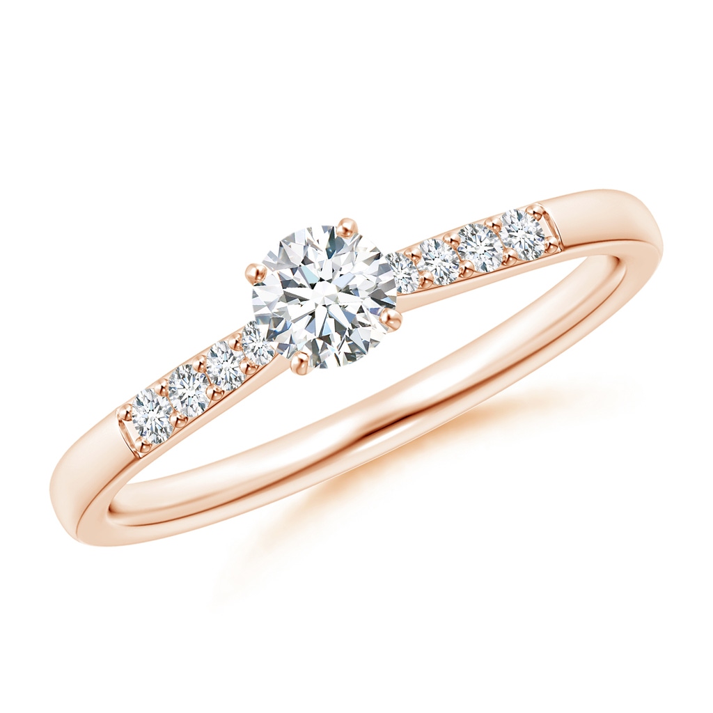 4.1mm GVS2 Solitaire Diamond Tapered Shank Engagement Ring with Accents in Rose Gold