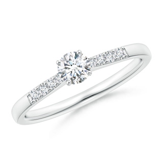 4.1mm GVS2 Solitaire Diamond Tapered Shank Engagement Ring with Accents in White Gold