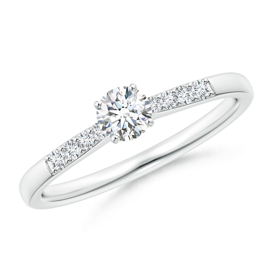 4.1mm GVS2 Solitaire Diamond Tapered Shank Engagement Ring with Accents in White Gold 