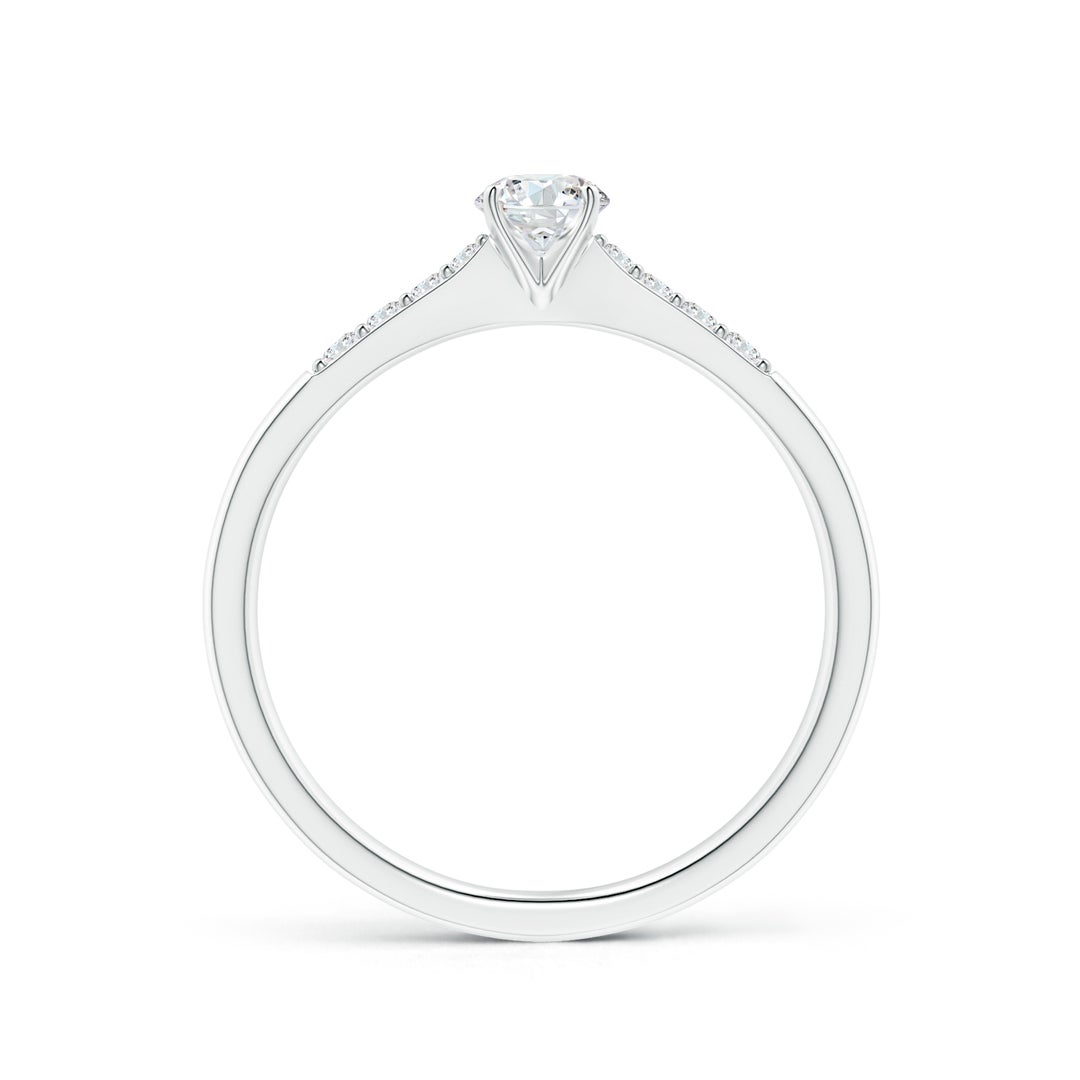 4.1mm GVS2 Solitaire Diamond Tapered Shank Engagement Ring with Accents in White Gold - side 1