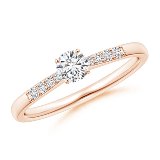 4.1mm HSI2 Solitaire Diamond Tapered Shank Engagement Ring with Accents in 9K Rose Gold