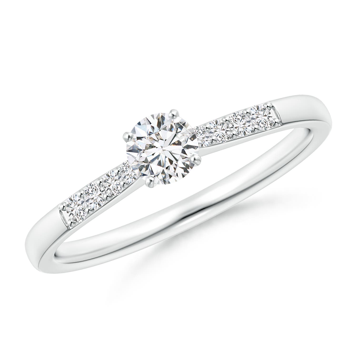 4.1mm HSI2 Solitaire Diamond Tapered Shank Engagement Ring with Accents in P950 Platinum