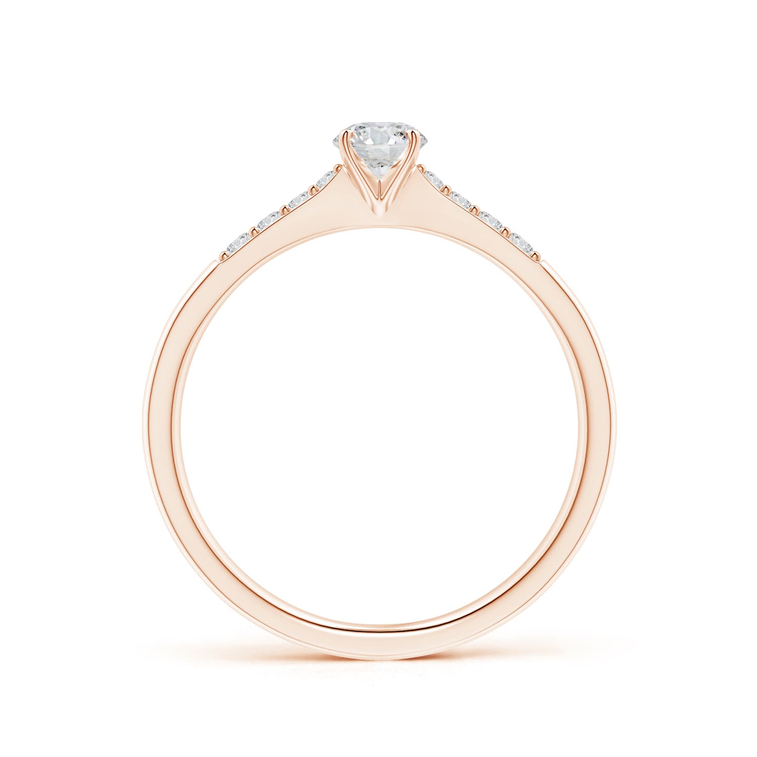 4.1mm HSI2 Solitaire Diamond Tapered Shank Engagement Ring with Accents in Rose Gold