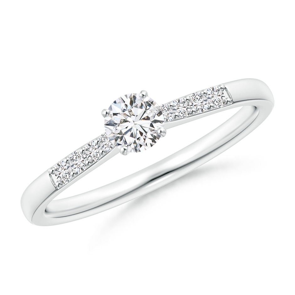 4.1mm HSI2 Solitaire Diamond Tapered Shank Engagement Ring with Accents in White Gold 