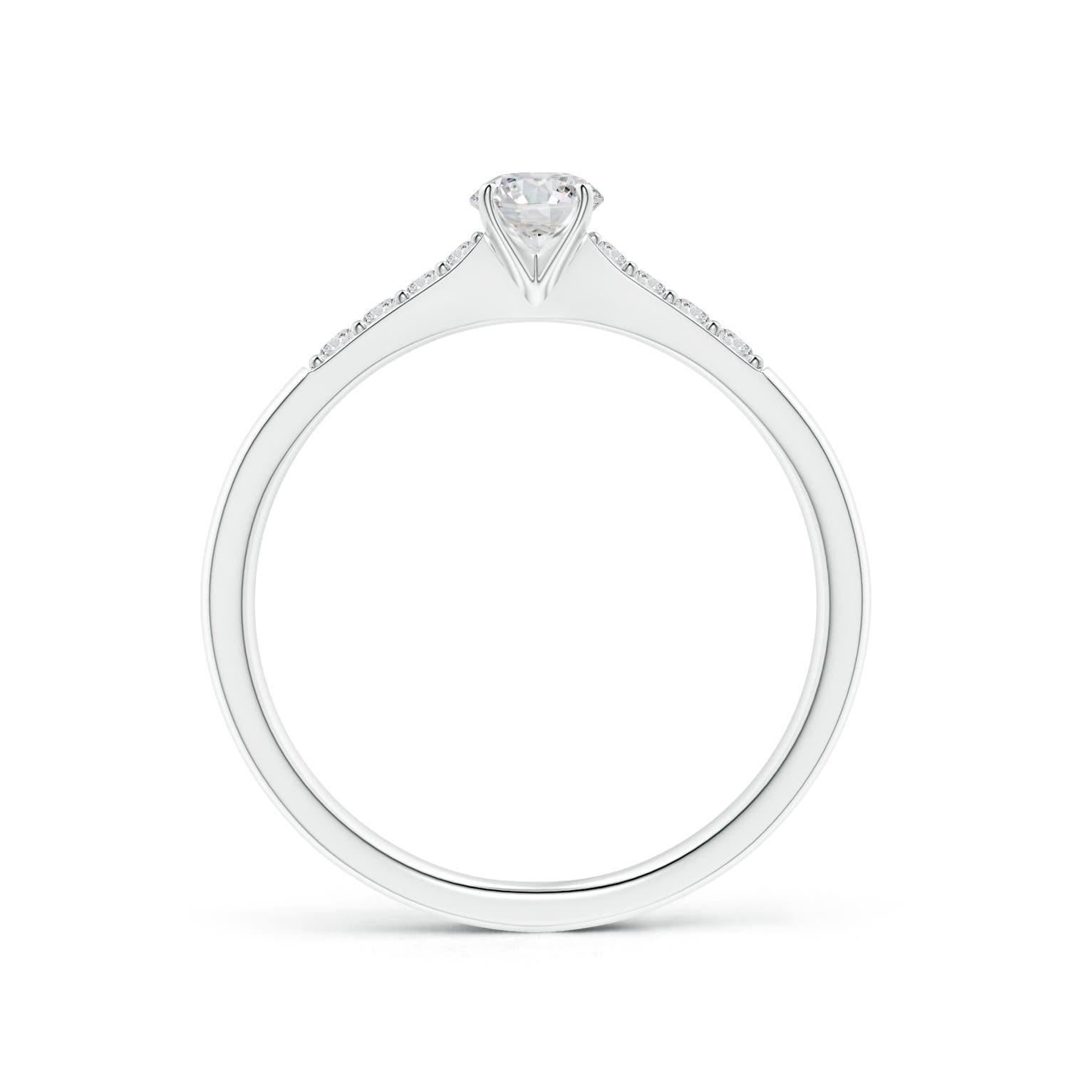 4.1mm HSI2 Solitaire Diamond Tapered Shank Engagement Ring with Accents in White Gold - side 1