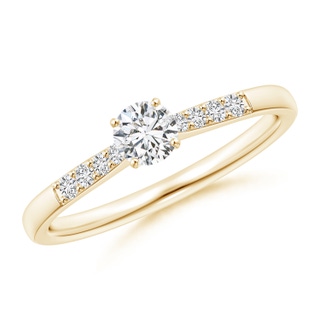 4.1mm HSI2 Solitaire Diamond Tapered Shank Engagement Ring with Accents in Yellow Gold