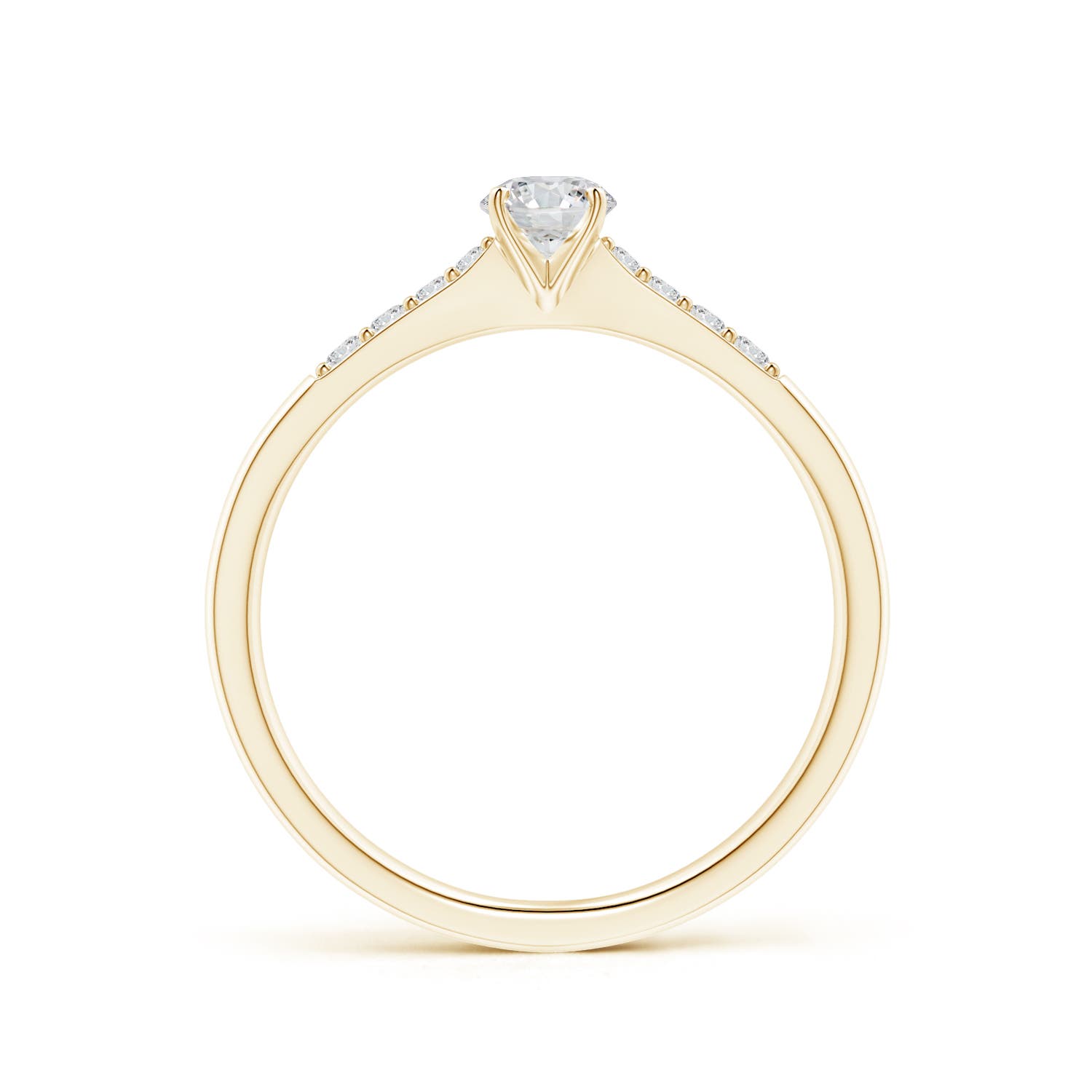 4.1mm HSI2 Solitaire Diamond Tapered Shank Engagement Ring with Accents in Yellow Gold