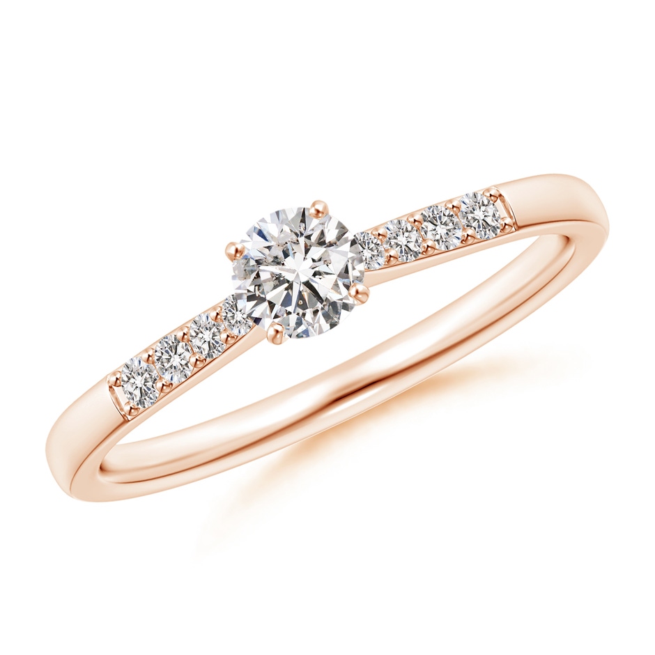 4.1mm IJI1I2 Solitaire Diamond Tapered Shank Engagement Ring with Accents in Rose Gold 