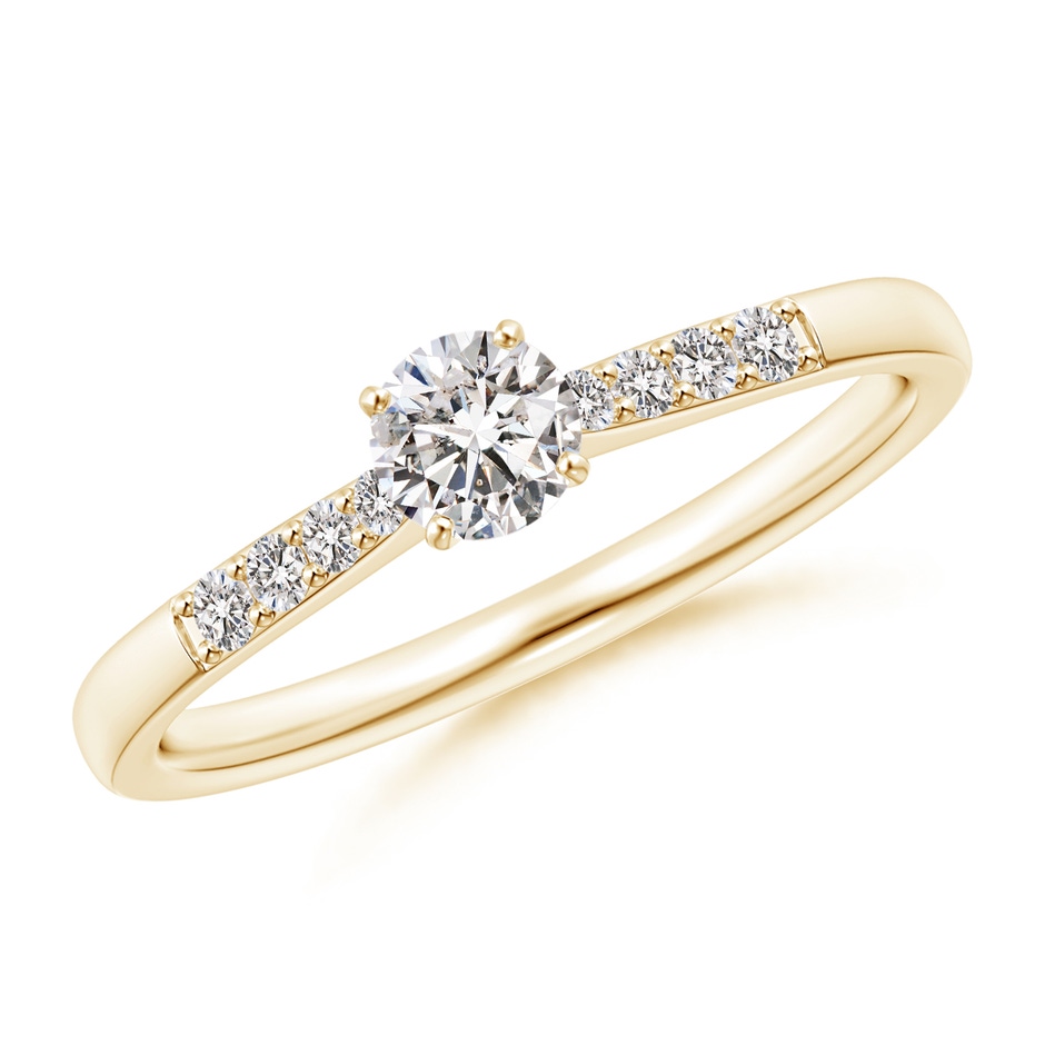 4.1mm IJI1I2 Solitaire Diamond Tapered Shank Engagement Ring with Accents in Yellow Gold 