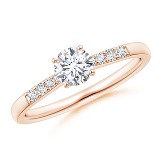4.9mm GVS2 Solitaire Diamond Tapered Shank Engagement Ring with Accents in Rose Gold