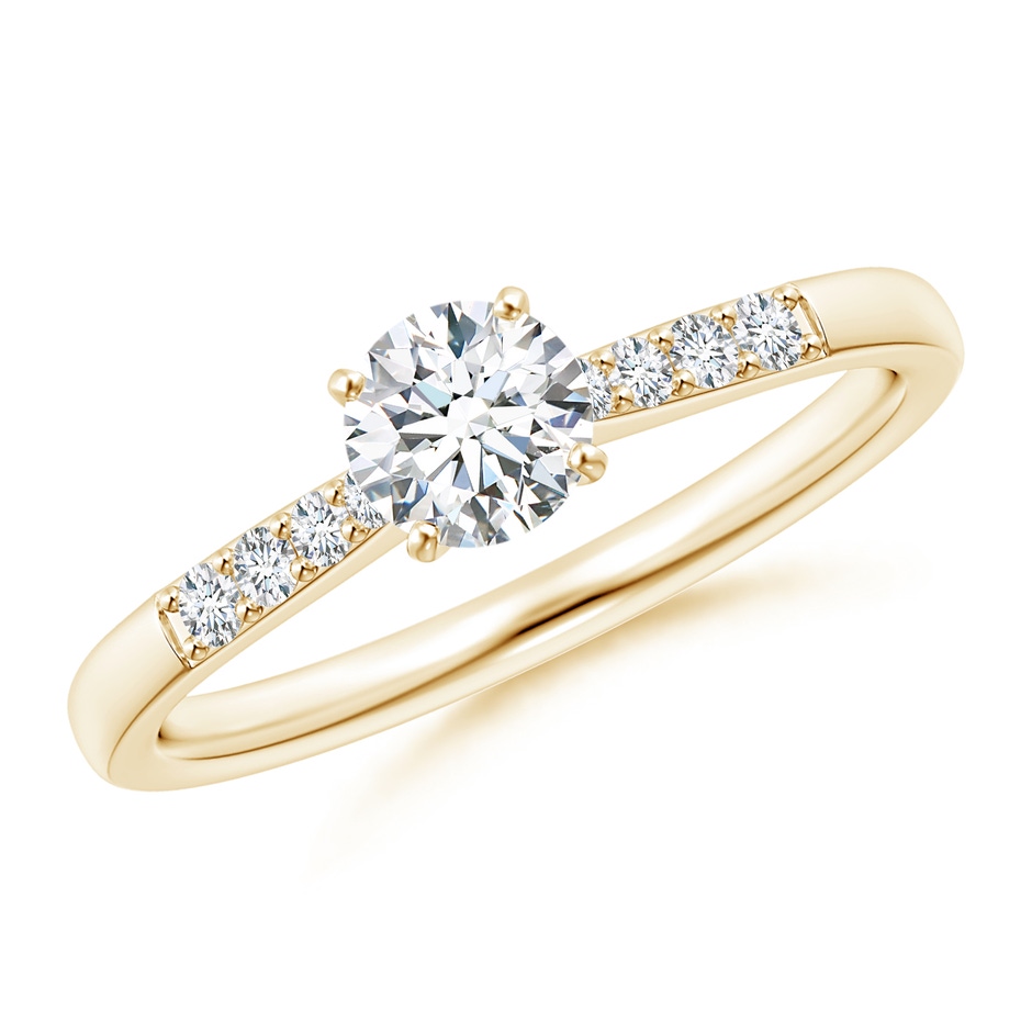 4.9mm GVS2 Solitaire Diamond Tapered Shank Engagement Ring with Accents in Yellow Gold 