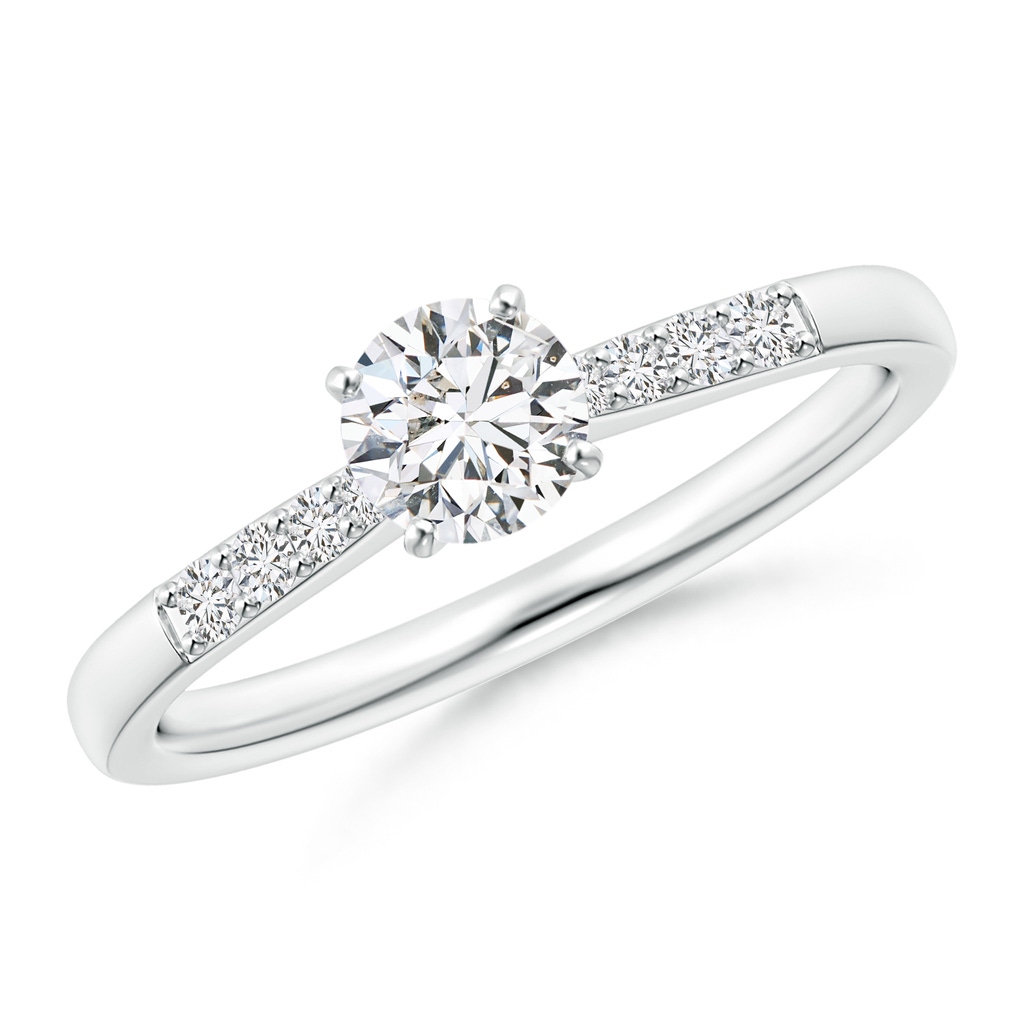 4.9mm HSI2 Solitaire Diamond Tapered Shank Engagement Ring with Accents in White Gold