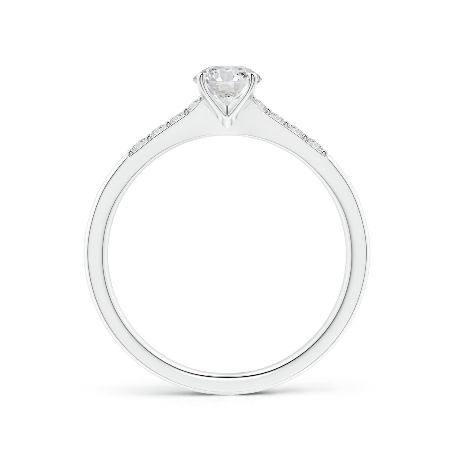4.9mm HSI2 Solitaire Diamond Tapered Shank Engagement Ring with Accents in White Gold