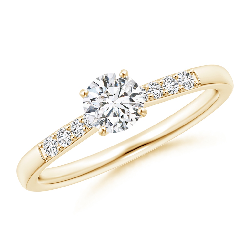 4.9mm HSI2 Solitaire Diamond Tapered Shank Engagement Ring with Accents in Yellow Gold 