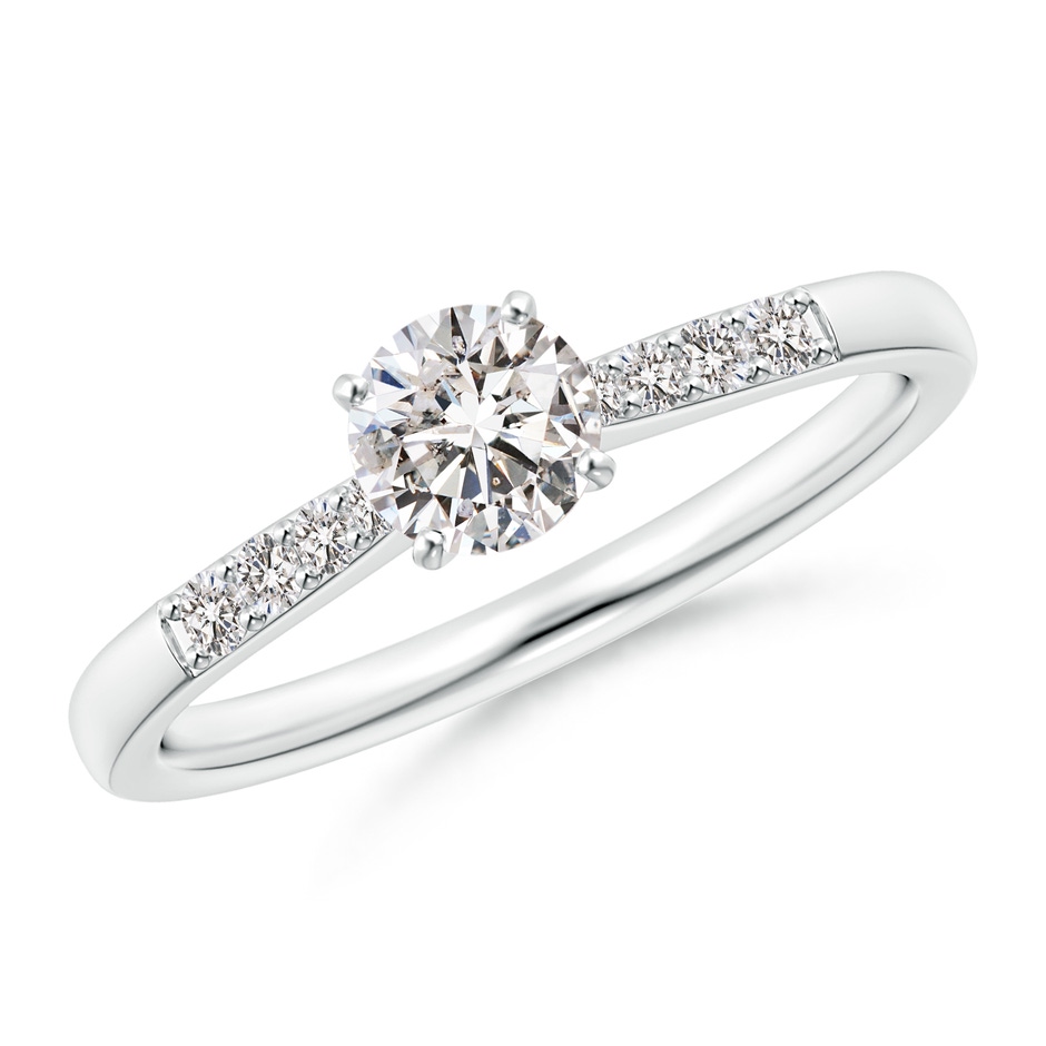 4.9mm IJI1I2 Solitaire Diamond Tapered Shank Engagement Ring with Accents in White Gold 