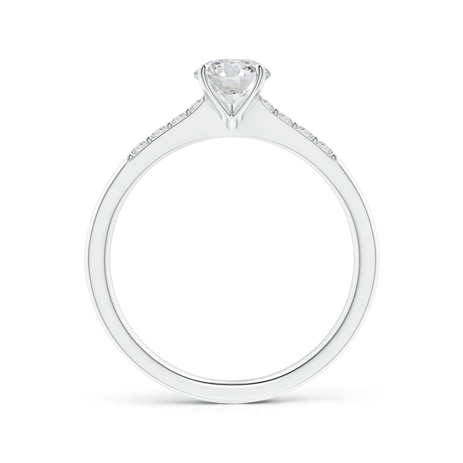 5.6mm HSI2 Solitaire Diamond Tapered Shank Engagement Ring with Accents in White Gold