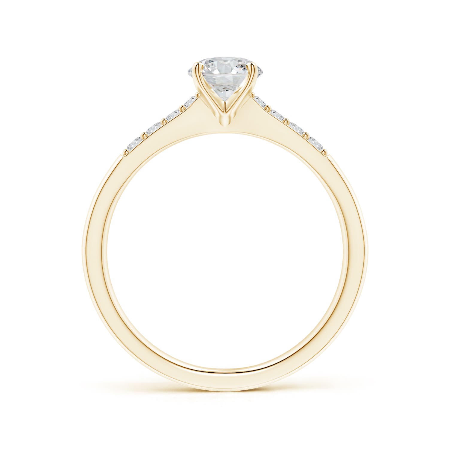 5.6mm HSI2 Solitaire Diamond Tapered Shank Engagement Ring with Accents in Yellow Gold