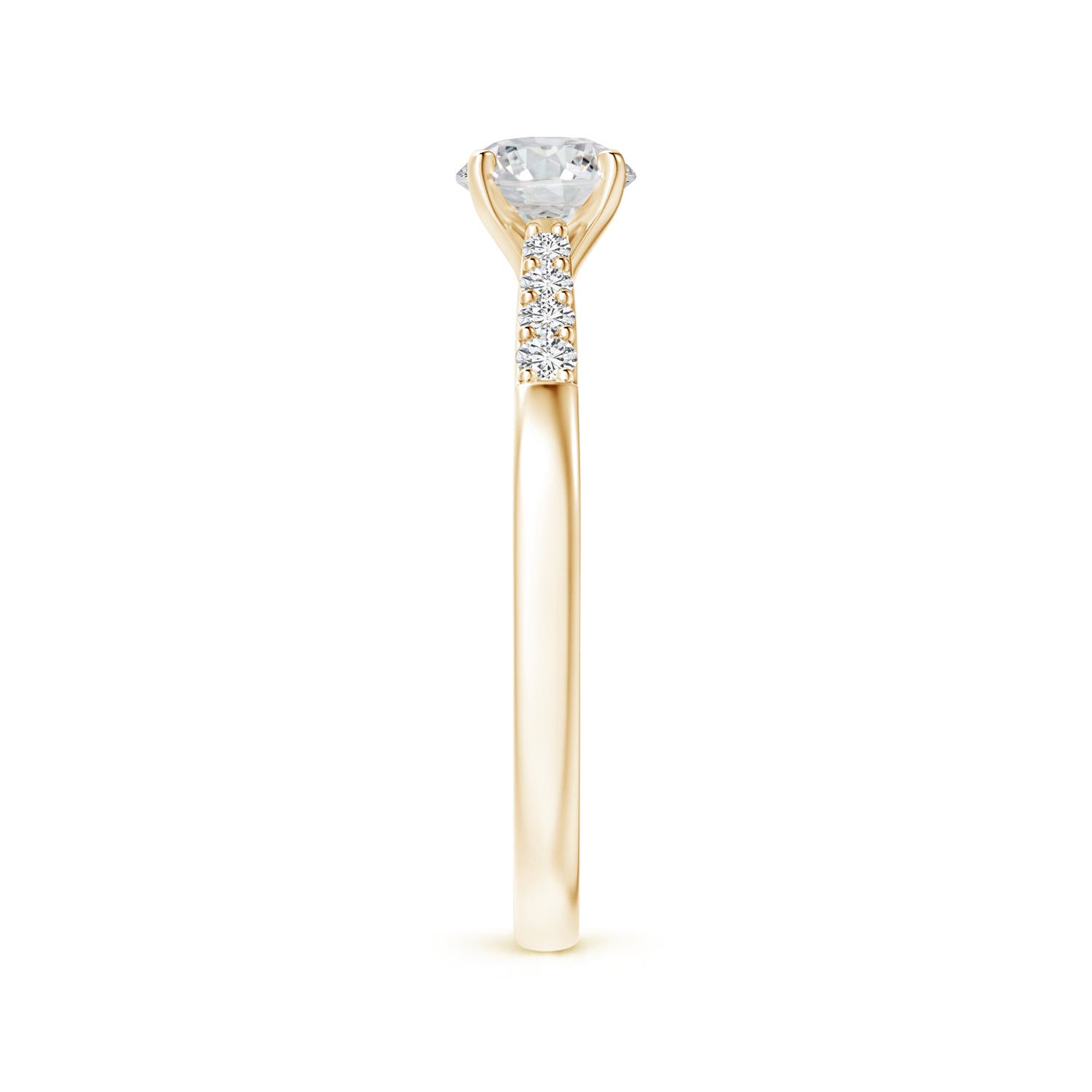 5.6mm HSI2 Solitaire Diamond Tapered Shank Engagement Ring with Accents in Yellow Gold - side 4