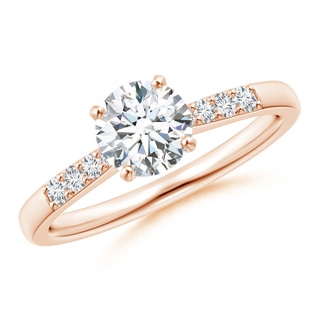 6.1mm GVS2 Solitaire Diamond Tapered Shank Engagement Ring with Accents in 10K Rose Gold
