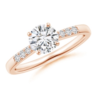 6.1mm HSI2 Solitaire Diamond Tapered Shank Engagement Ring with Accents in Rose Gold
