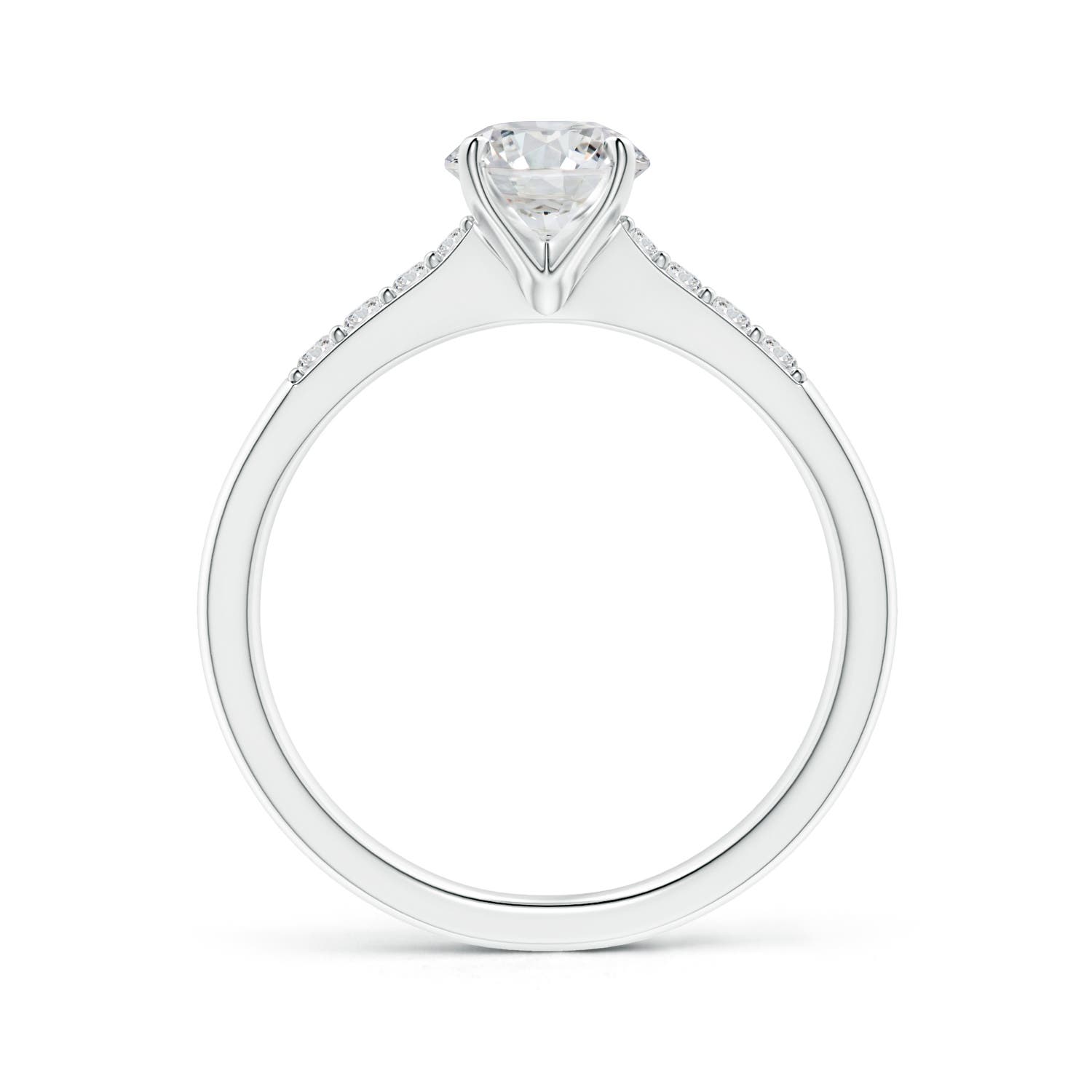 6.1mm HSI2 Solitaire Diamond Tapered Shank Engagement Ring with Accents in White Gold