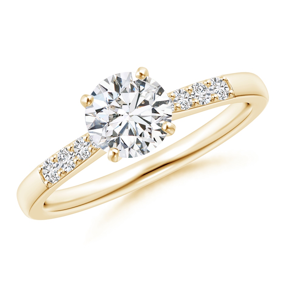 6.1mm HSI2 Solitaire Diamond Tapered Shank Engagement Ring with Accents in Yellow Gold 