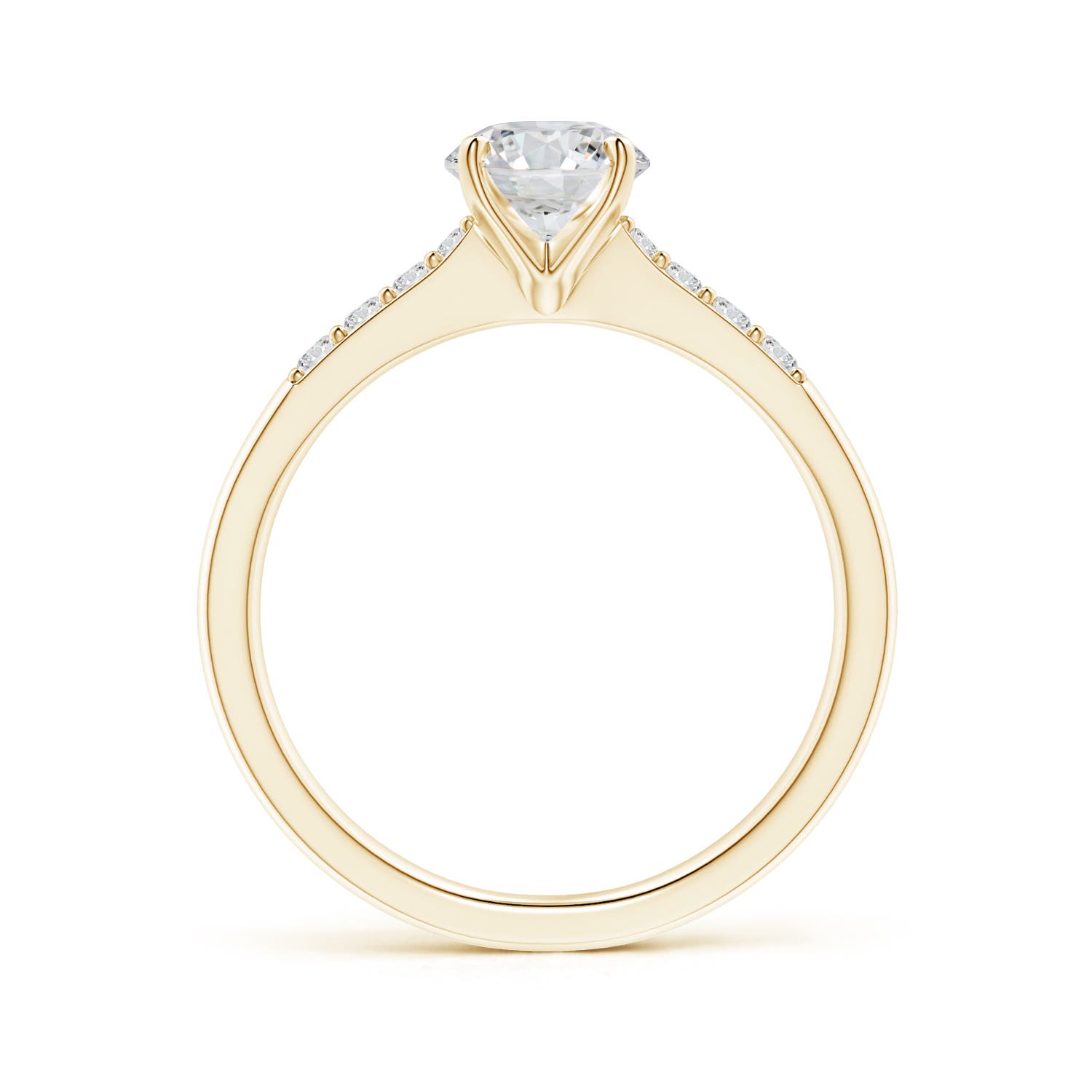 6.1mm HSI2 Solitaire Diamond Tapered Shank Engagement Ring with Accents in Yellow Gold