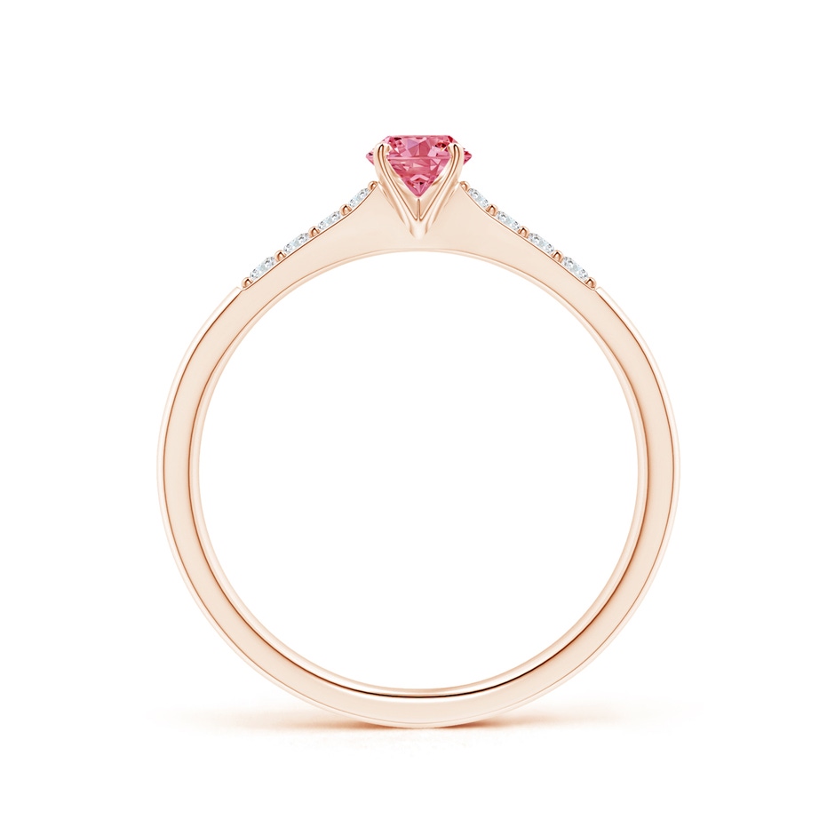 4.1mm AAAA Solitaire Fancy Intense Pink Diamond Tapered Shank Engagement Ring with Accents in Rose Gold side 199