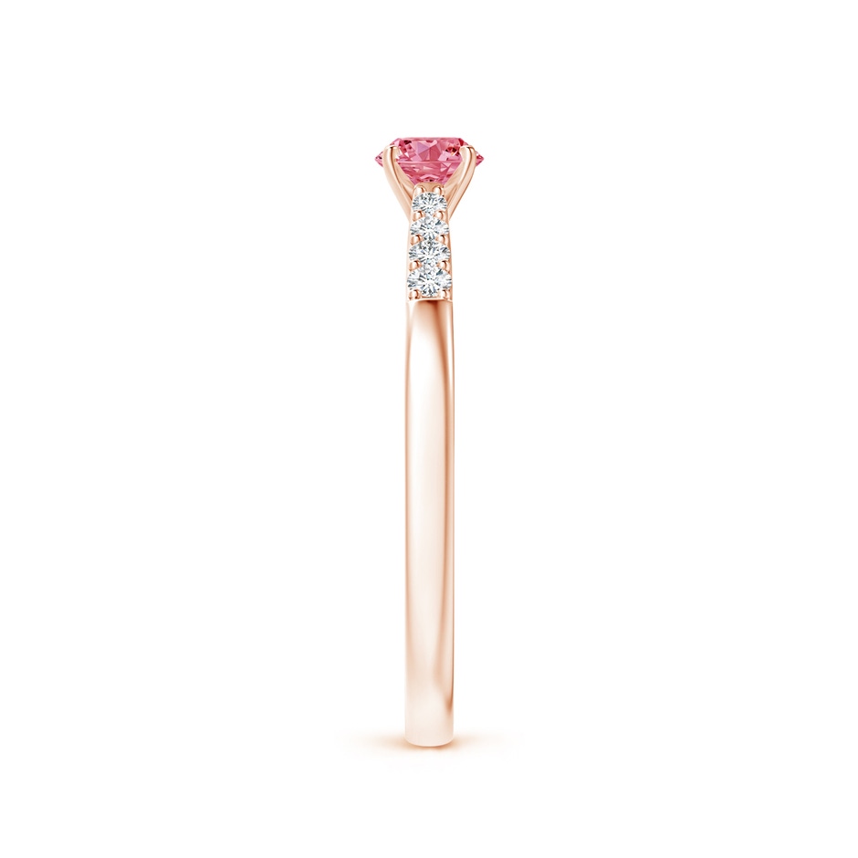 4.1mm AAAA Solitaire Fancy Intense Pink Diamond Tapered Shank Engagement Ring with Accents in Rose Gold side 299