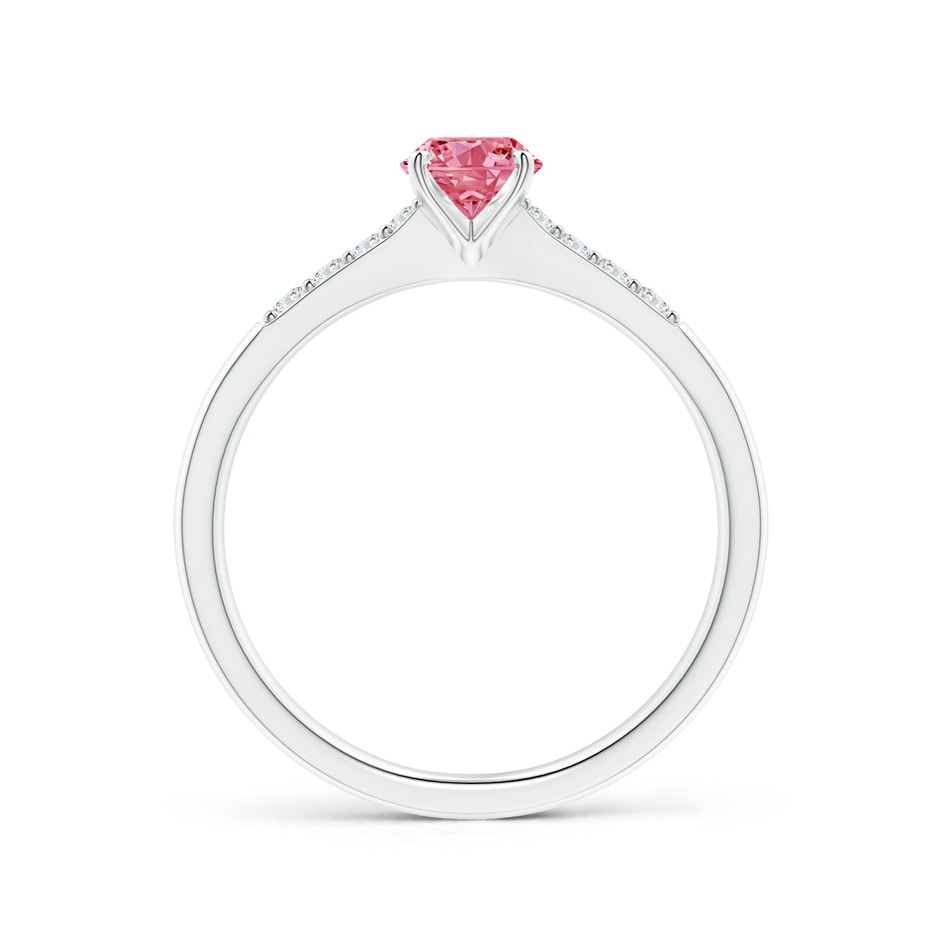 4.9mm AAAA Solitaire Fancy Intense Pink Diamond Tapered Shank Engagement Ring with Accents in P950 Platinum side 199