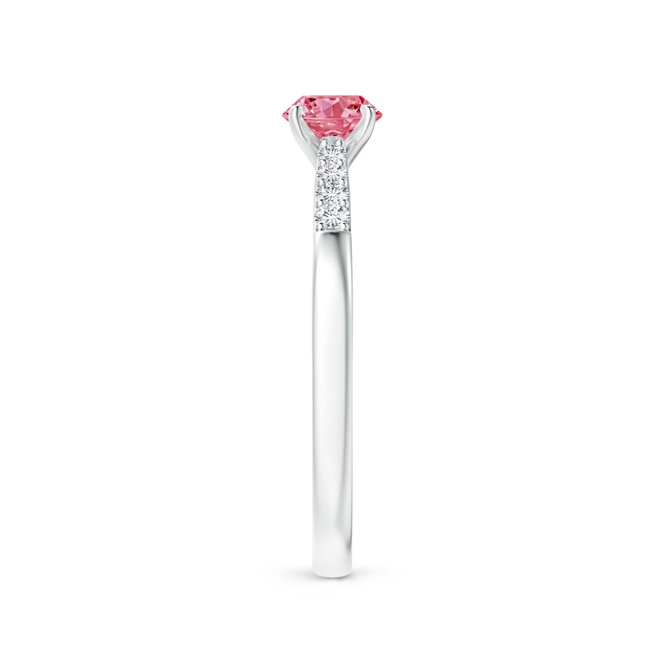 4.9mm AAAA Solitaire Fancy Intense Pink Diamond Tapered Shank Engagement Ring with Accents in P950 Platinum side 299
