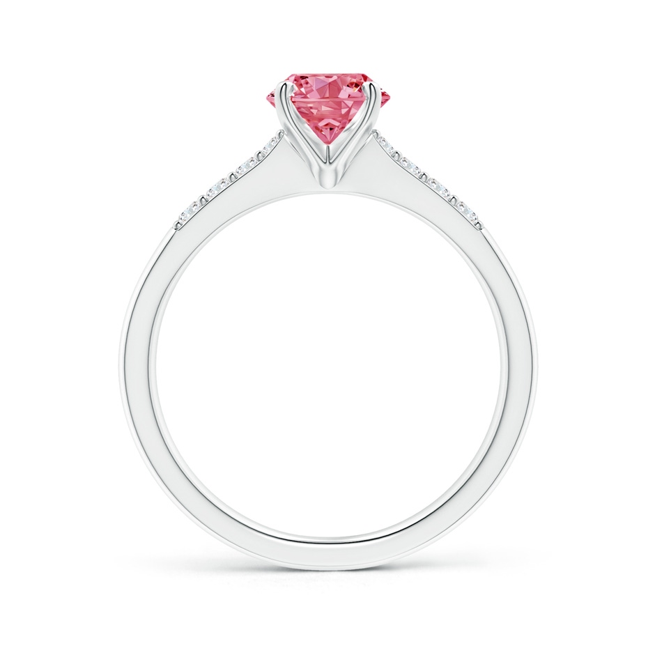 5.6mm AAAA Solitaire Fancy Intense Pink Diamond Tapered Shank Engagement Ring with Accents in White Gold side 199