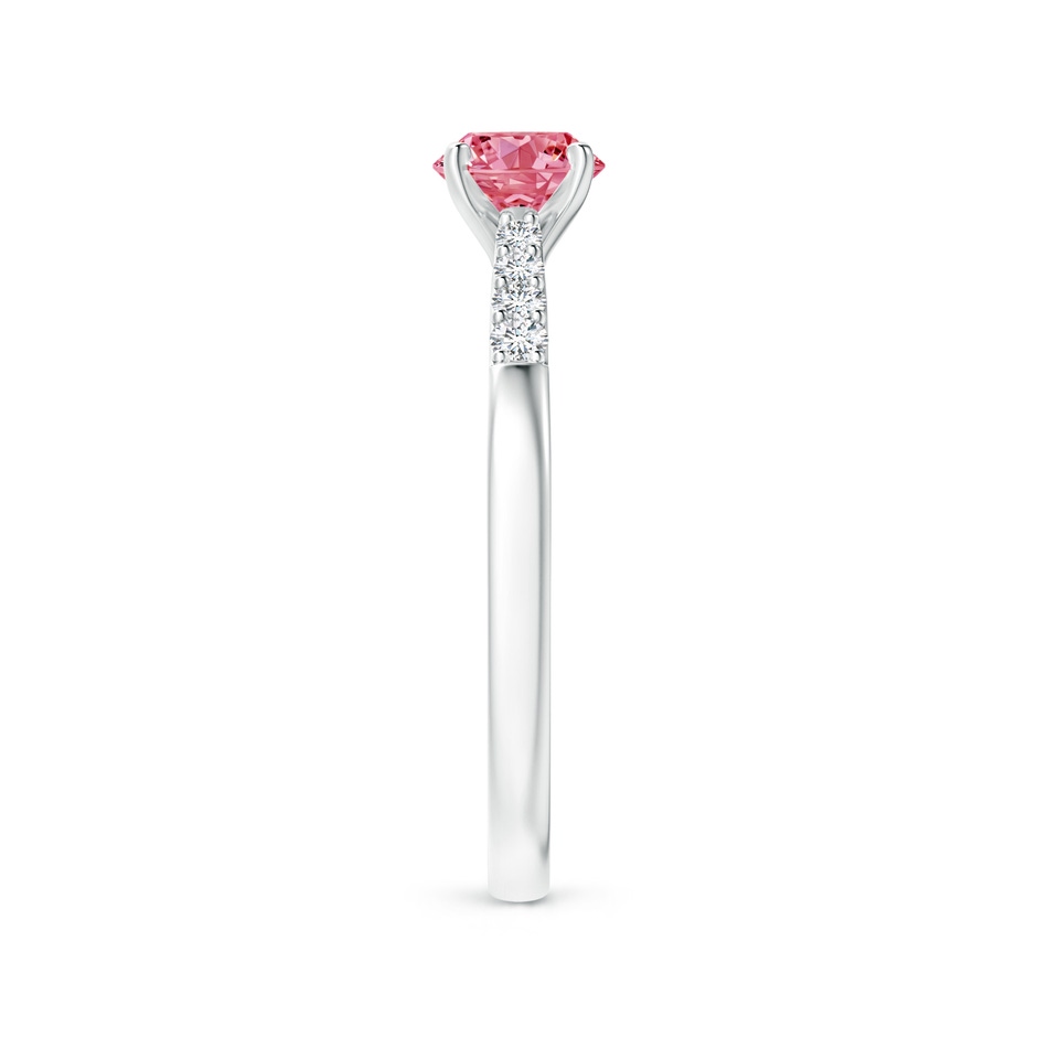 5.6mm AAAA Solitaire Fancy Intense Pink Diamond Tapered Shank Engagement Ring with Accents in White Gold side 299