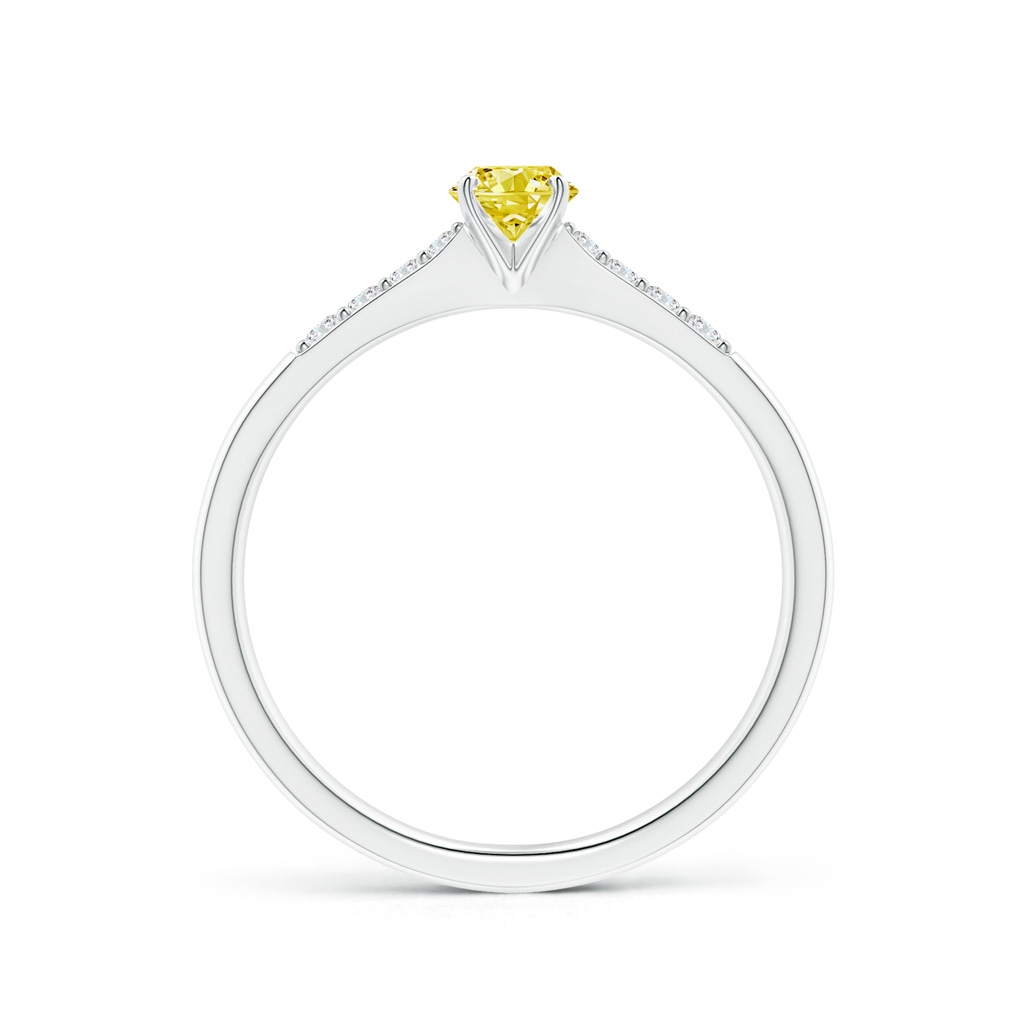 4.1mm AAAA Solitaire Fancy Intense Yellow Diamond Tapered Shank Engagement Ring with Accents in P950 Platinum - side 199
