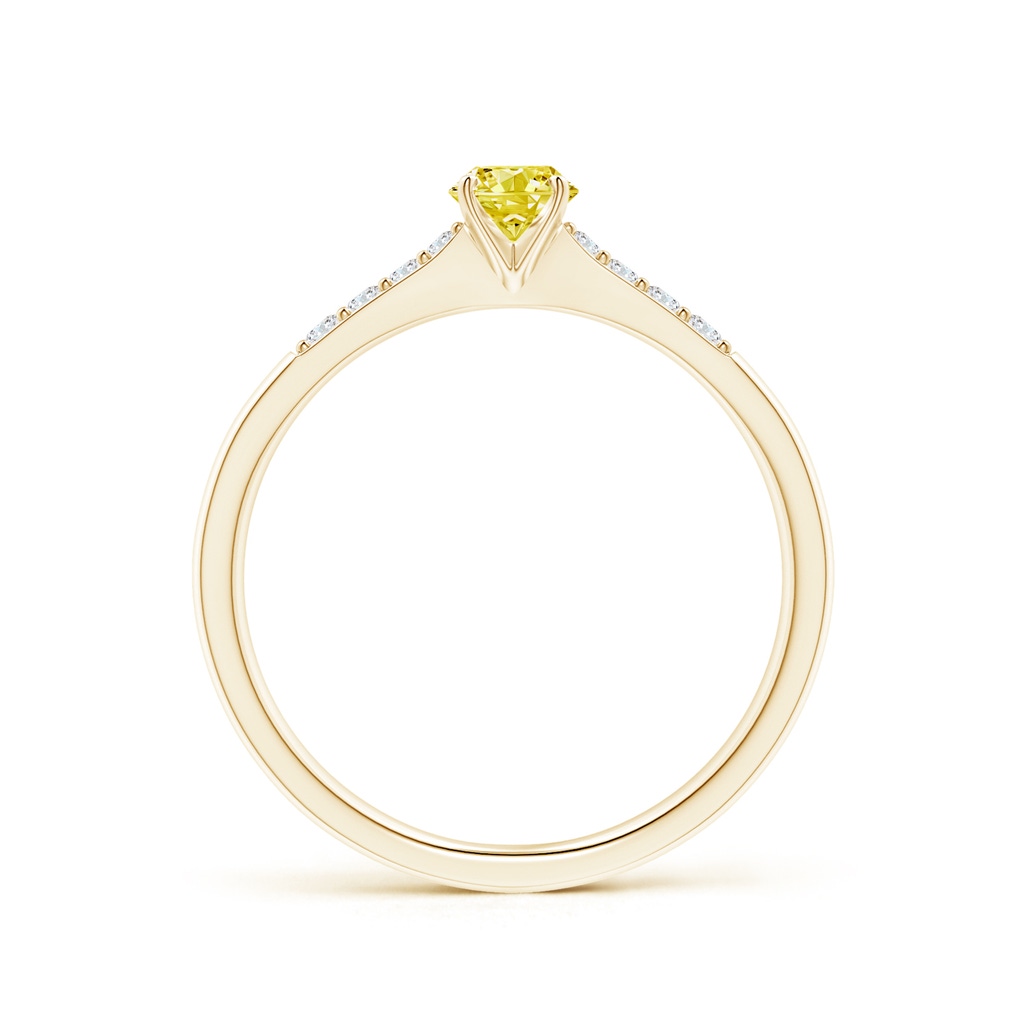 4.1mm AAAA Solitaire Fancy Intense Yellow Diamond Tapered Shank Engagement Ring with Accents in Yellow Gold - side 199