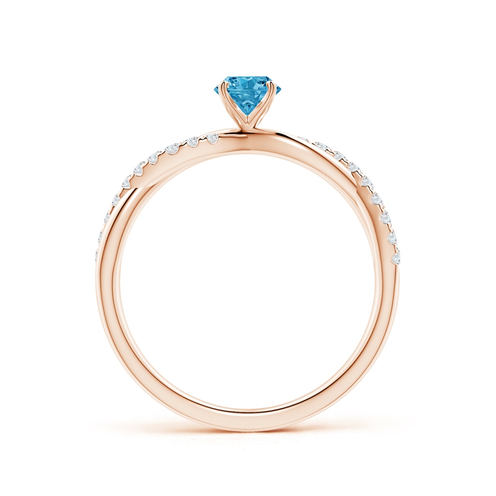 4.5mm AAAA Solitaire Fancy Intense Blue Diamond Twist Shank Engagement Ring with Accents in Rose Gold - side 199