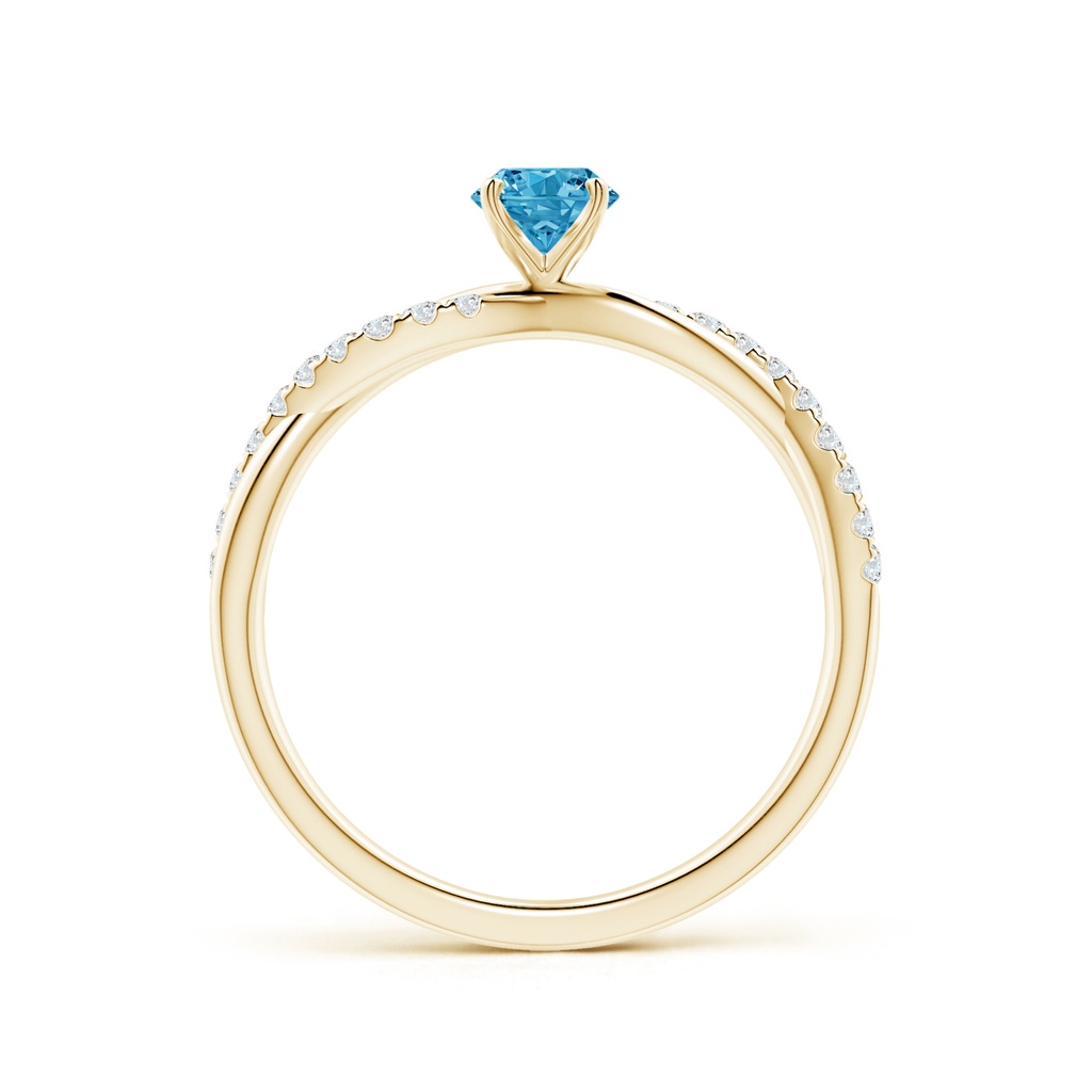 4.5mm AAAA Solitaire Fancy Intense Blue Diamond Twist Shank Engagement Ring with Accents in Yellow Gold - side 199
