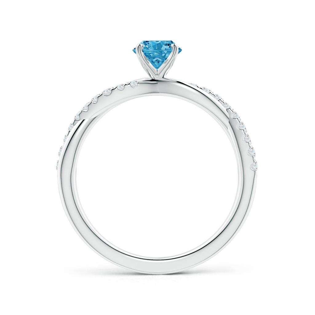 5.2mm AAAA Solitaire Fancy Intense Blue Diamond Twist Shank Engagement Ring with Accents in White Gold - side 199