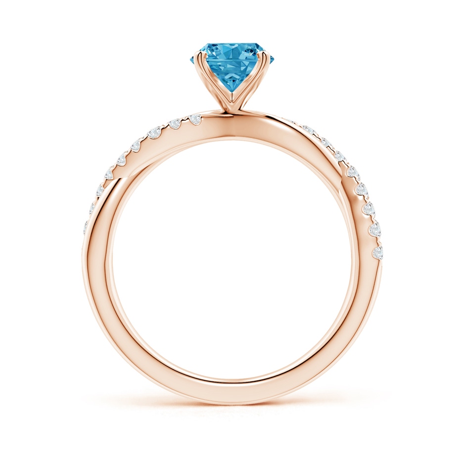6mm AAAA Solitaire Fancy Intense Blue Diamond Twist Shank Engagement Ring with Accents in Rose Gold side 199