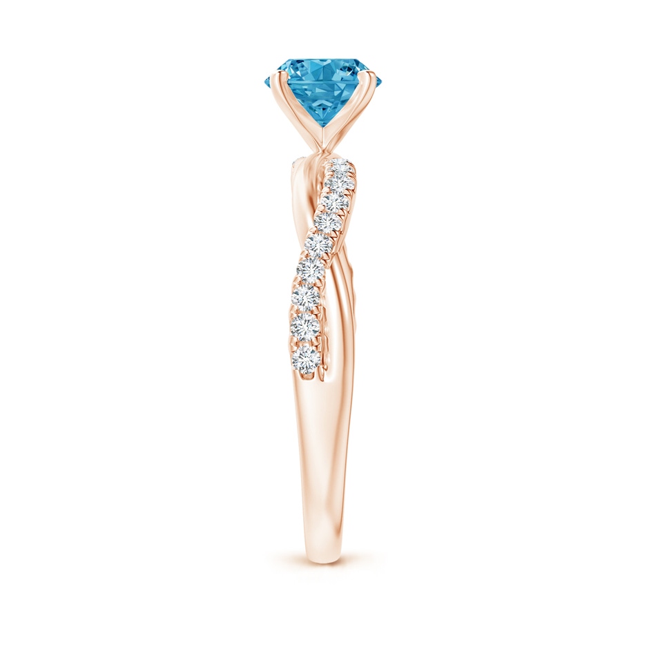 6mm AAAA Solitaire Fancy Intense Blue Diamond Twist Shank Engagement Ring with Accents in Rose Gold side 299