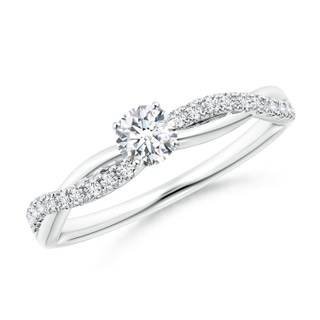 3.8mm GVS2 Solitaire Diamond Twist Shank Engagement Ring with Accents in P950 Platinum
